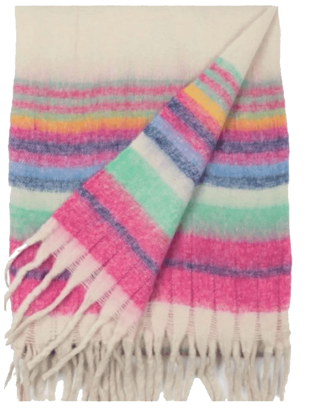 Free People Skye Striped Fuzzy Thick Knit Scarf